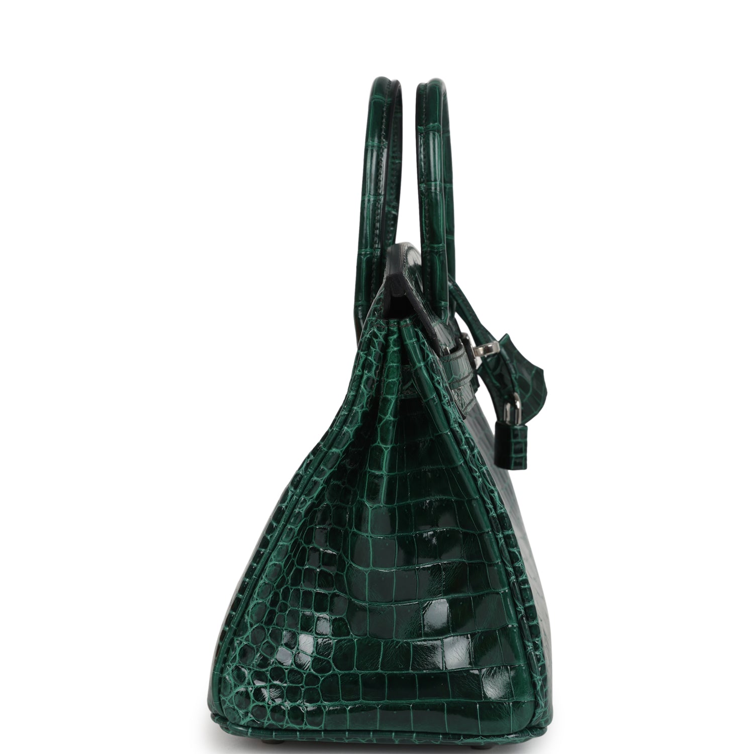 Hermes Birkin 25 Vert Fonce Shiny Porous Crocodile Palladium Hardware