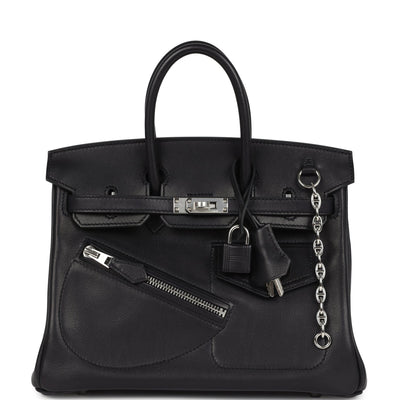 Hermes Limited Edition Birkin Rock 25 Black Volupto Palladium Hardware