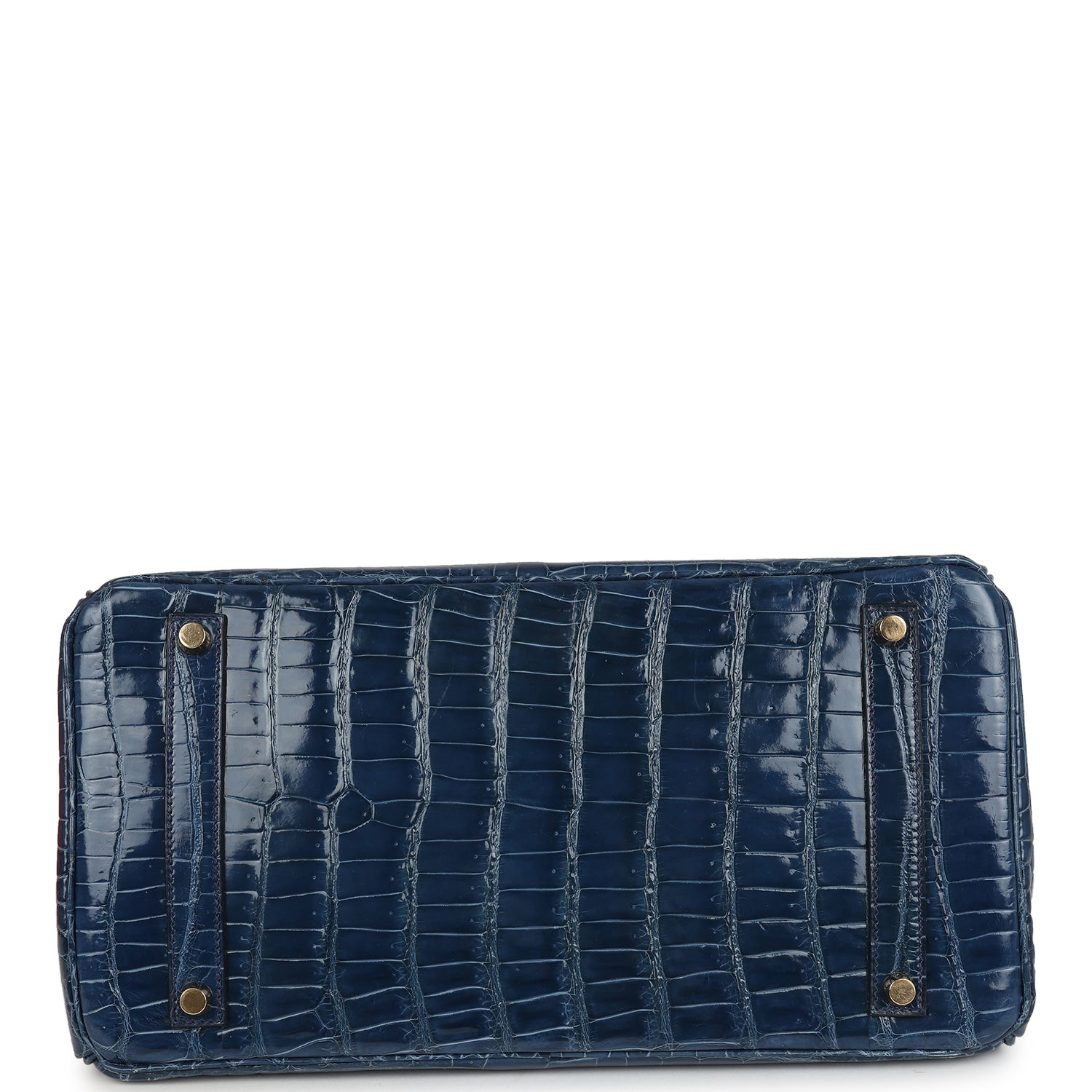 Vintage Hermes Birkin 35 Bleu Roi and Orange Shiny Porosus Crocodile Gold Hardware
