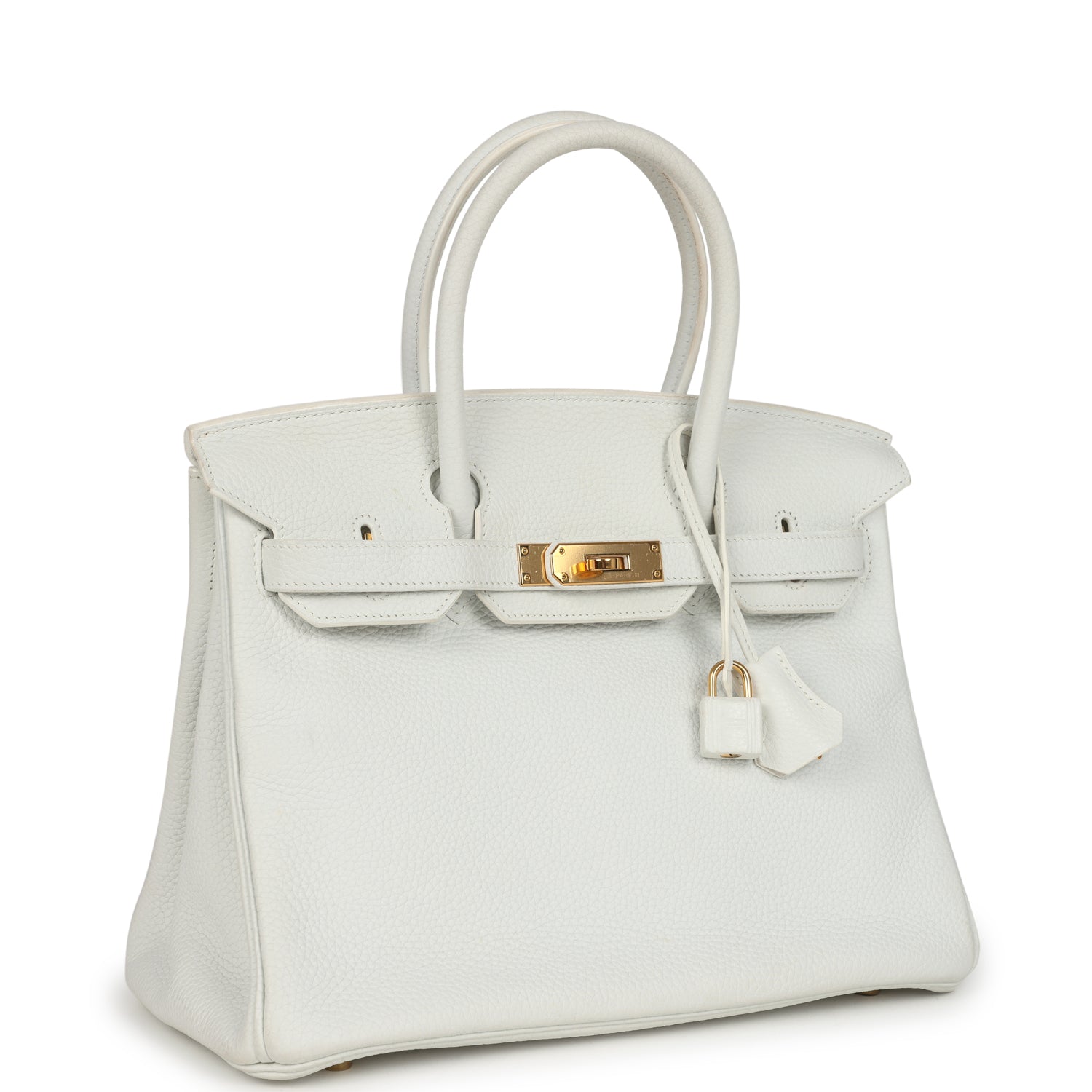 Pre-owned Hermes Birkin 30 White Clemence Gold Hardware