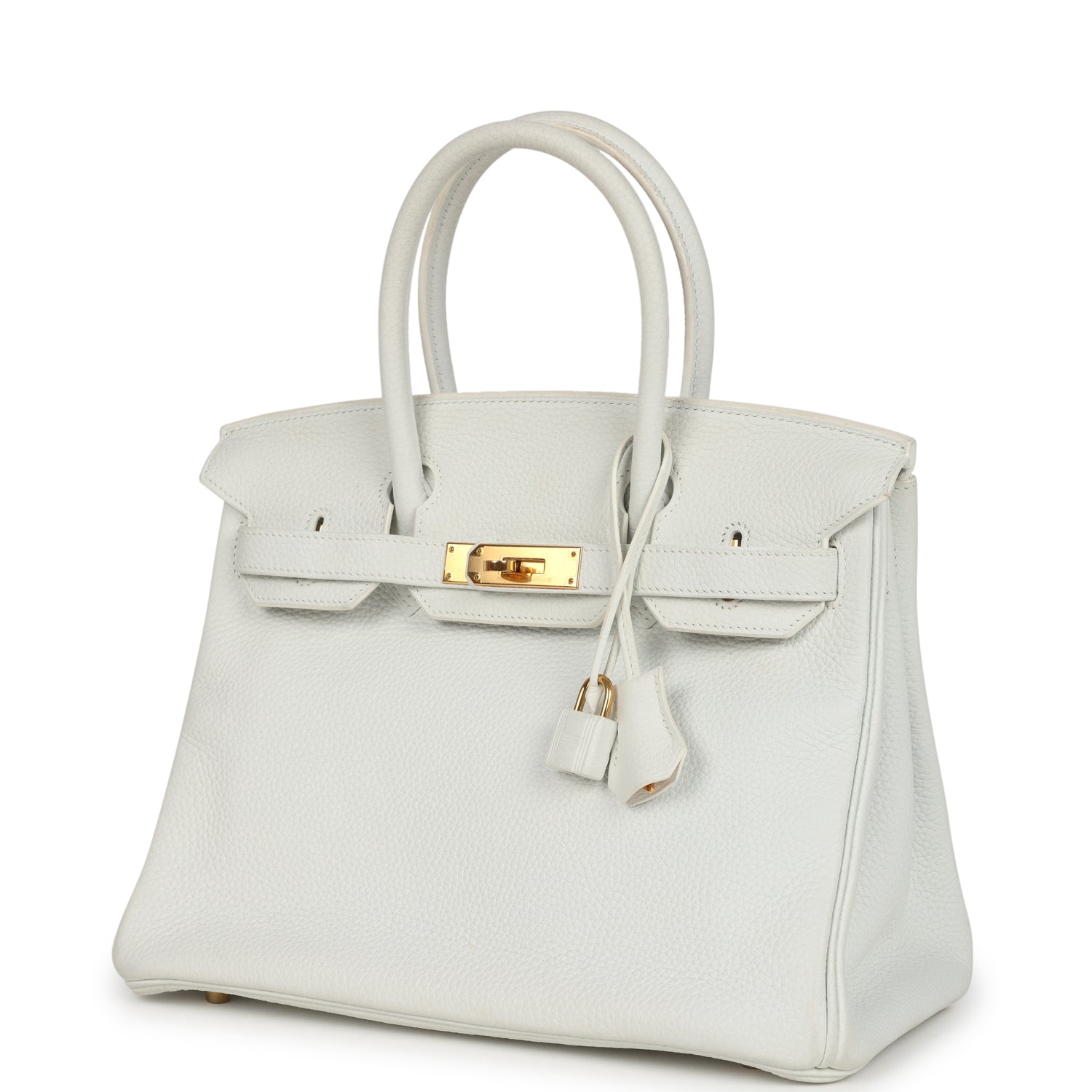 Pre-owned Hermes Birkin 30 White Clemence Gold Hardware