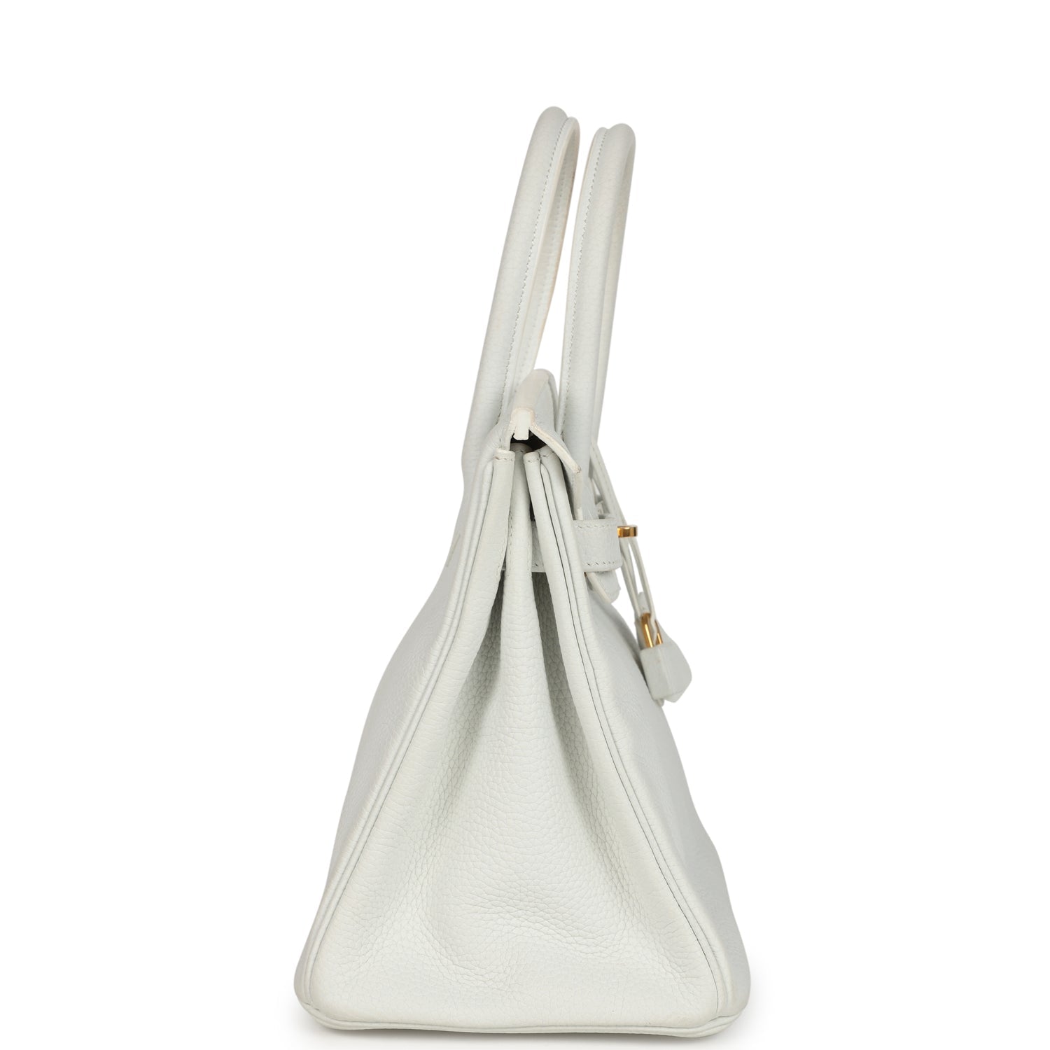 Pre-owned Hermes Birkin 30 White Clemence Gold Hardware