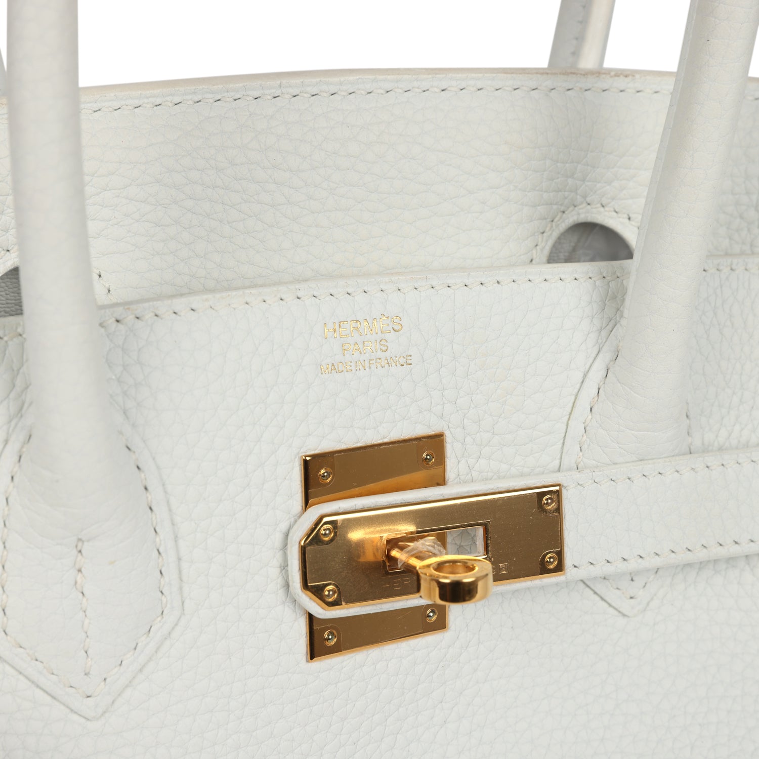 Pre-owned Hermes Birkin 30 White Clemence Gold Hardware