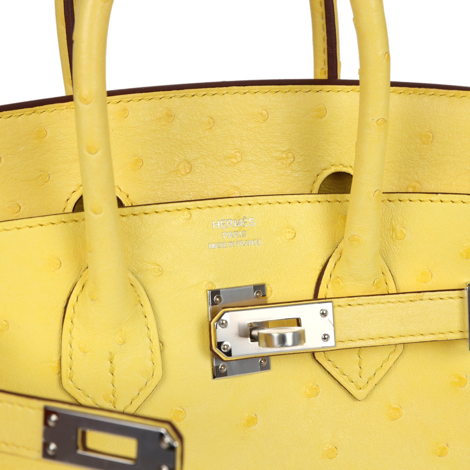 Hermes Birkin 25 Jaune Citron Ostrich Palladium Hardware
