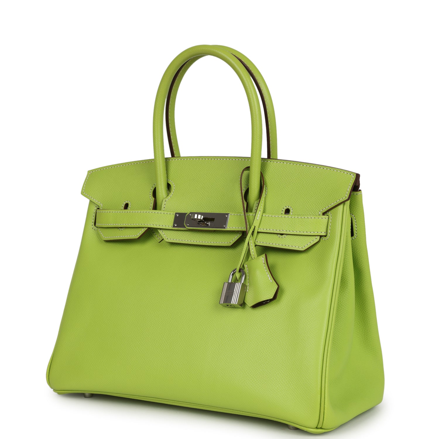 Pre-owned Hermes Birkin 30 Kiwi Candy Epsom Palladium Hardware