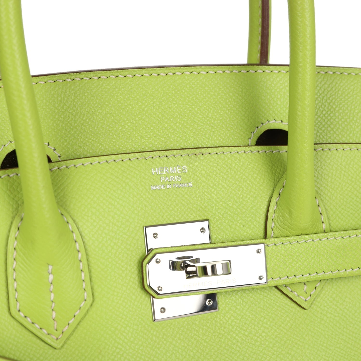 Pre-owned Hermes Birkin 30 Kiwi Candy Epsom Palladium Hardware