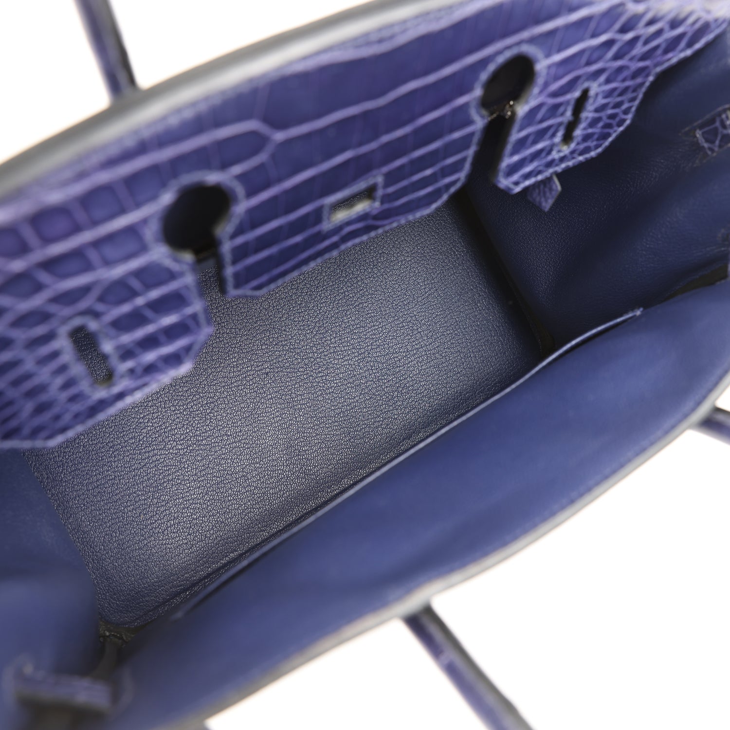 Pre-owned Hermes Birkin 30 Bleu Encre Togo and Shiny Niloticus Crocodile Touch Palladium Hardware