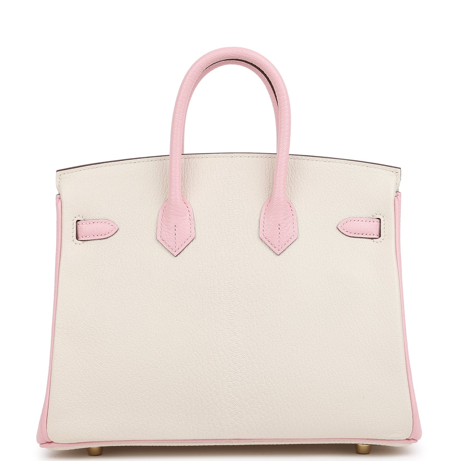 Hermes Special Order (HSS) Birkin 25 Nata and Rose Sakura Chevre Mysore Brushed Gold Hardware