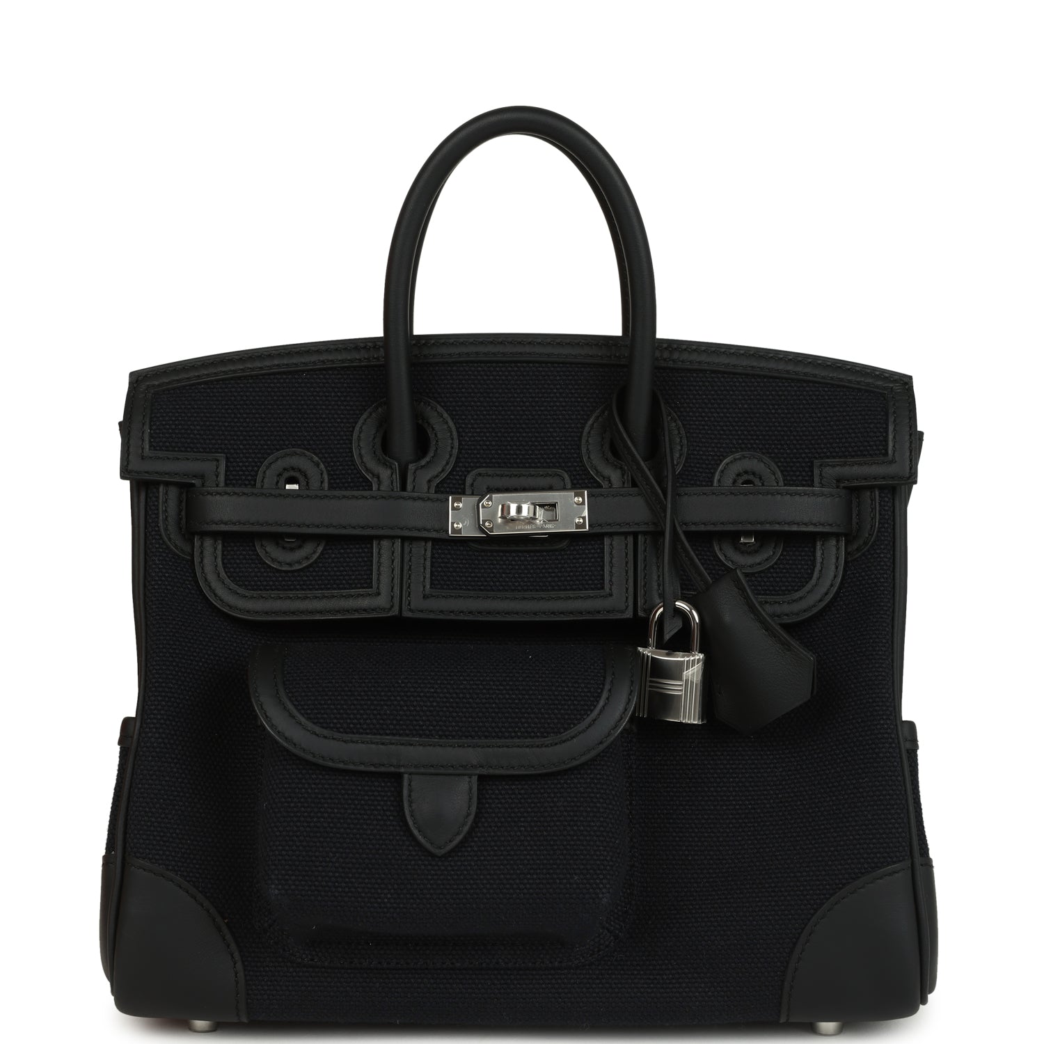 Hermes Birkin 25 Cargo Black Toile Goeland and Black Swift Palladium Hardware