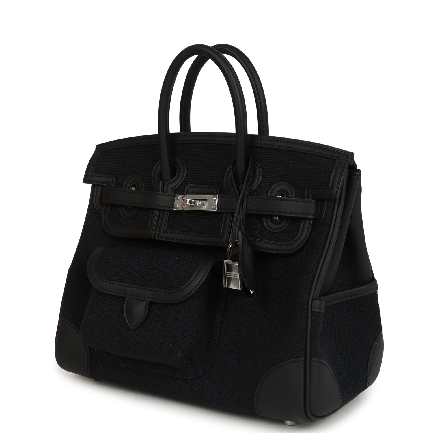 Hermes Birkin 25 Cargo Black Toile Goeland and Black Swift Palladium Hardware