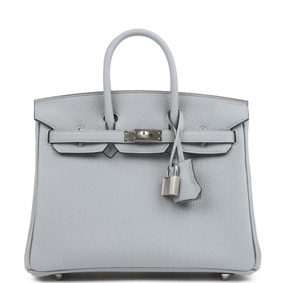 Hermes Birkin 25 Gris Pantin Togo Palladium Hardware
