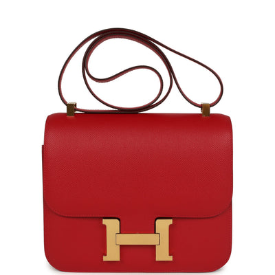Hermes Constance 24 Rouge Casaque Epsom Gold Hardware