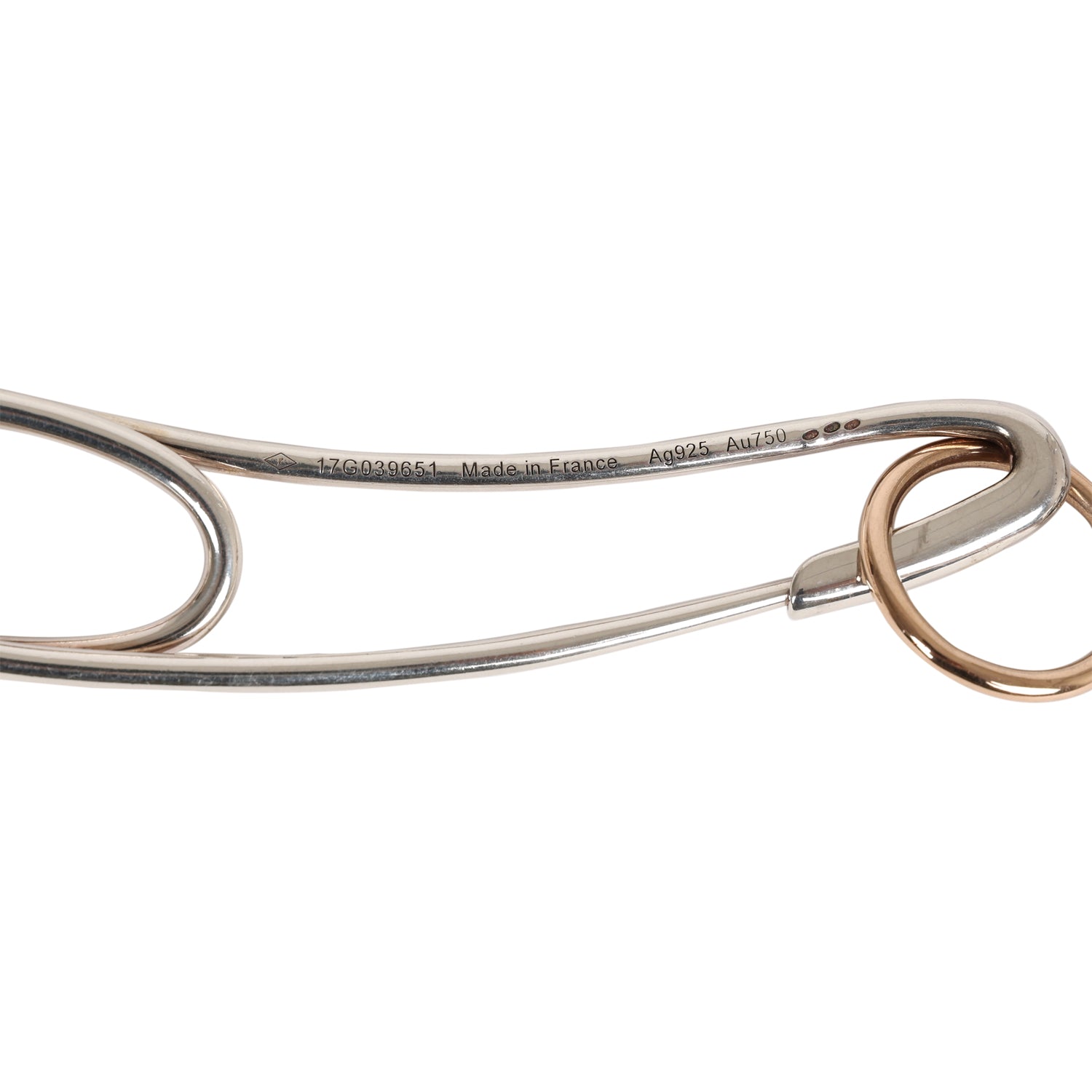 Hermes Chain D'ancre Punk Long Double Necklace Silver and Rose Gold