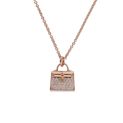 Hermes Kelly Amulettes Pendant Necklace Diamonds & 18k Rose Gold