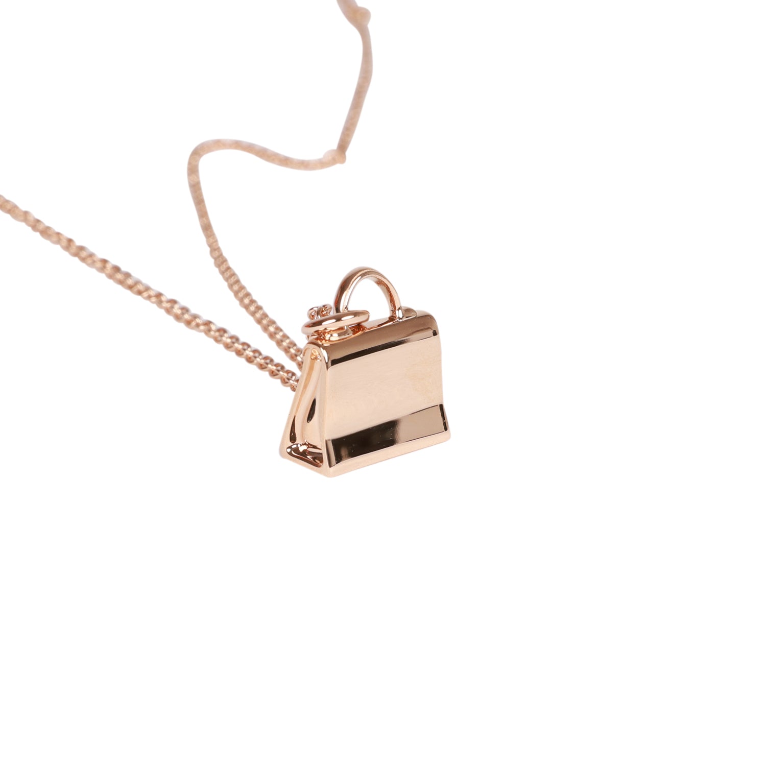 Hermes Kelly Amulettes Pendant Necklace Diamonds & 18k Rose Gold