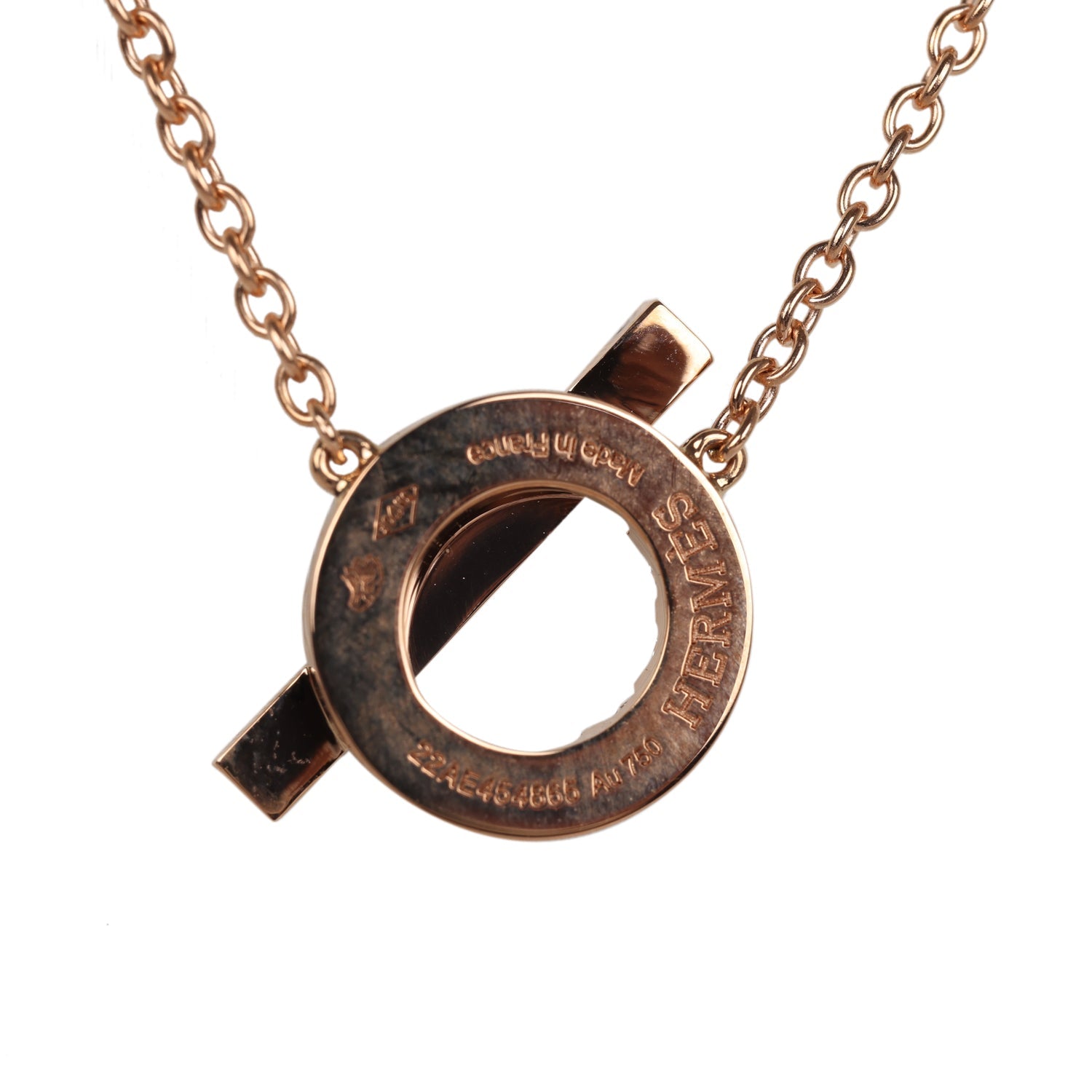 Hermes San Coloris White Diamond Finesse Pendant Necklace 18K Rose Gold
