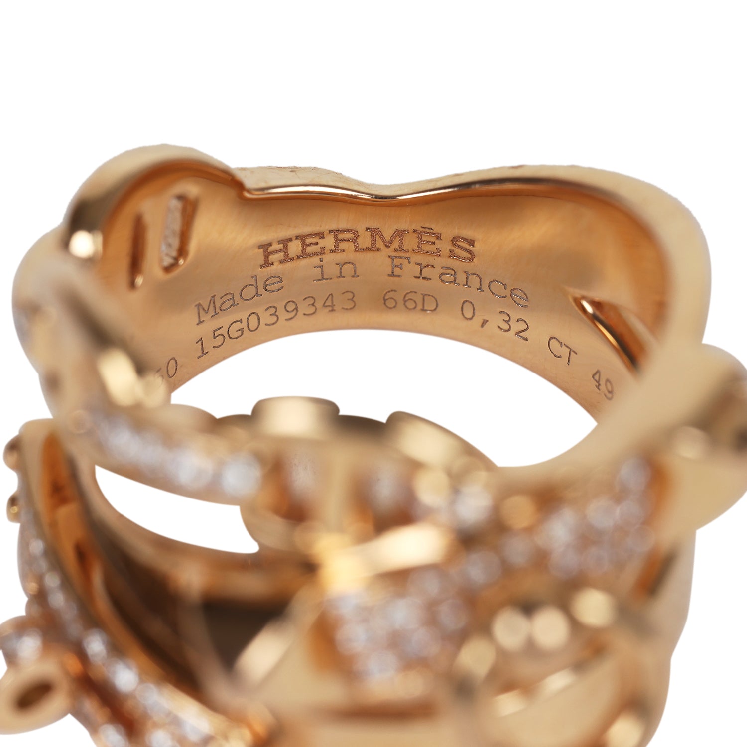 Pre-owned Hermes Alchimie Ring GM 18K Rose Gold and Diamonds
