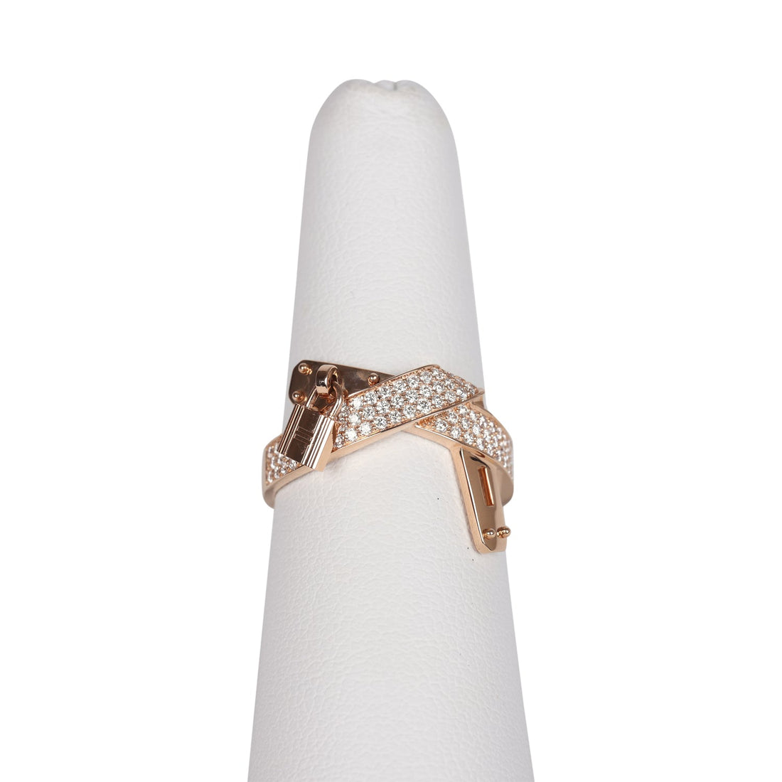 Hermes Kelly Gavroche Ring 18K Rose Gold Hardware & Diamonds