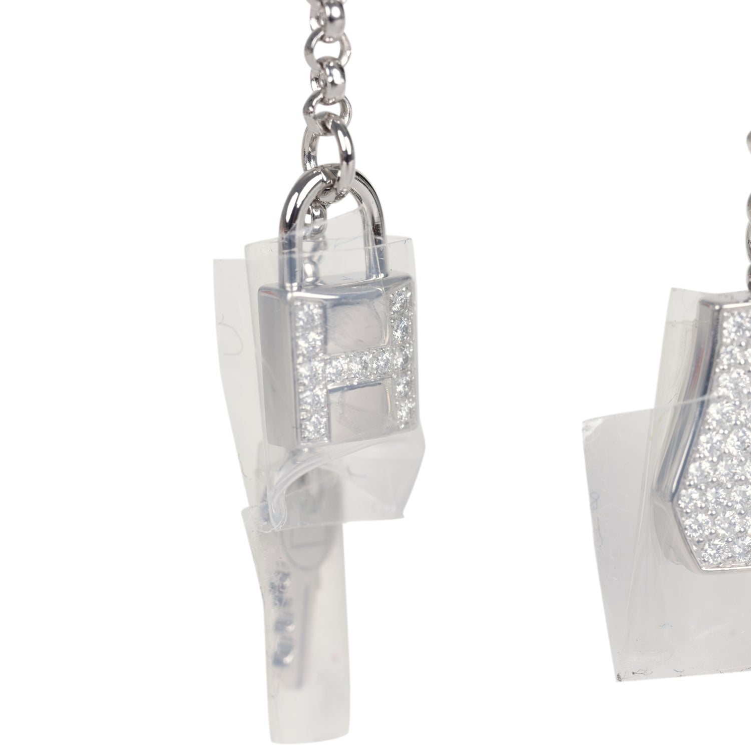 Hermes Kelly Clochette Earrings Diamonds and White Gold Hardware