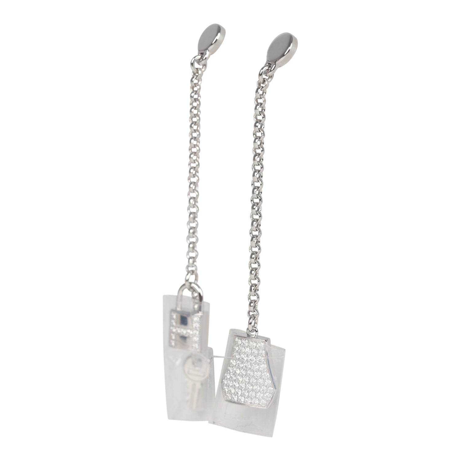 Hermes Kelly Clochette Earrings Diamonds and White Gold Hardware