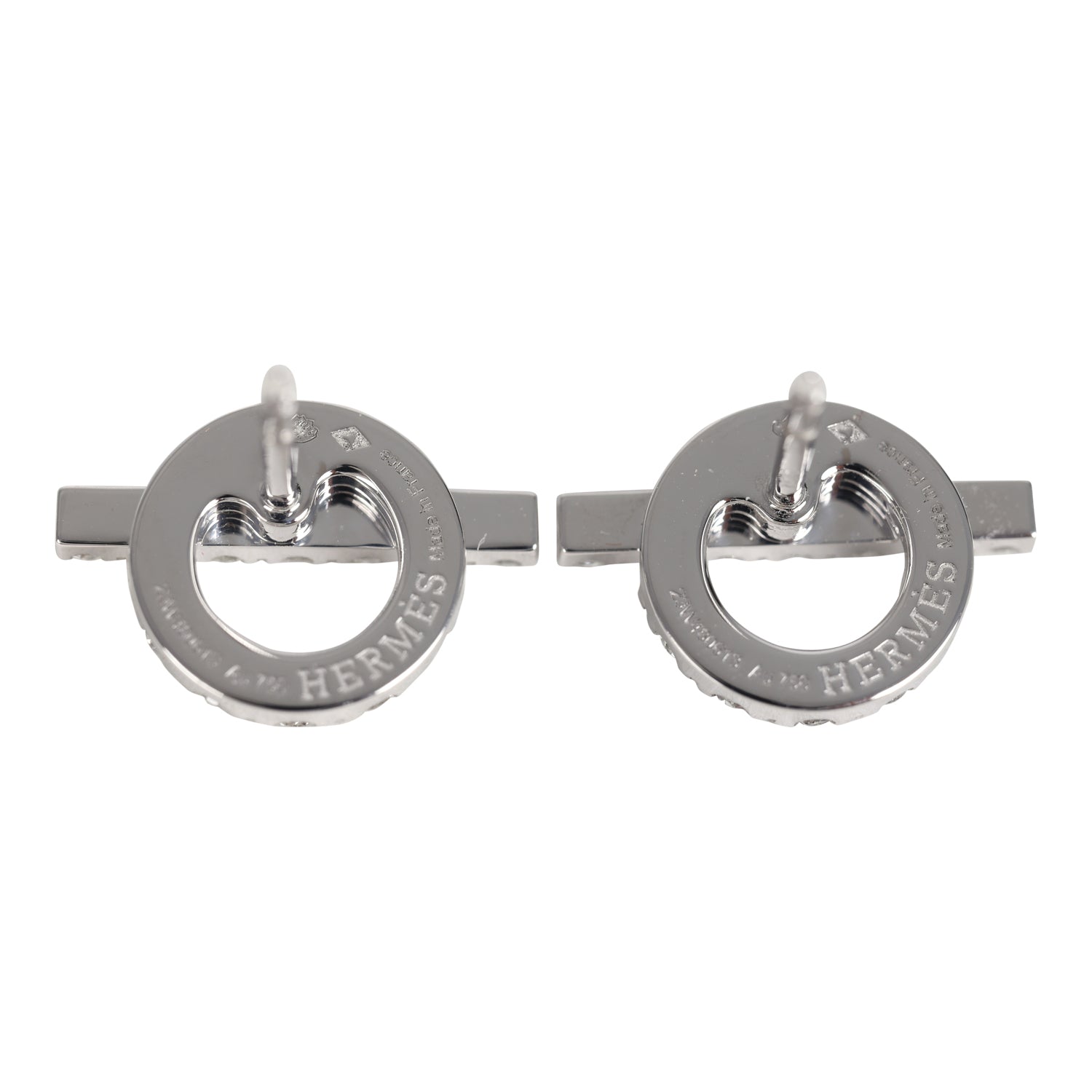 Hermes Finesse Earrings Diamonds and 18K White Gold Hardware