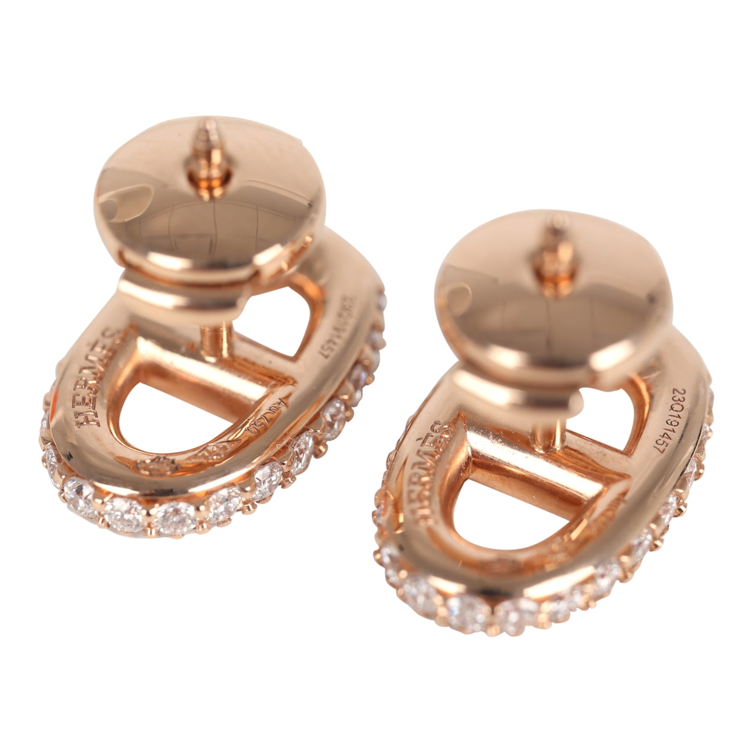Hermes Farandole Earrings Diamonds and 18K Rose Gold Hardware