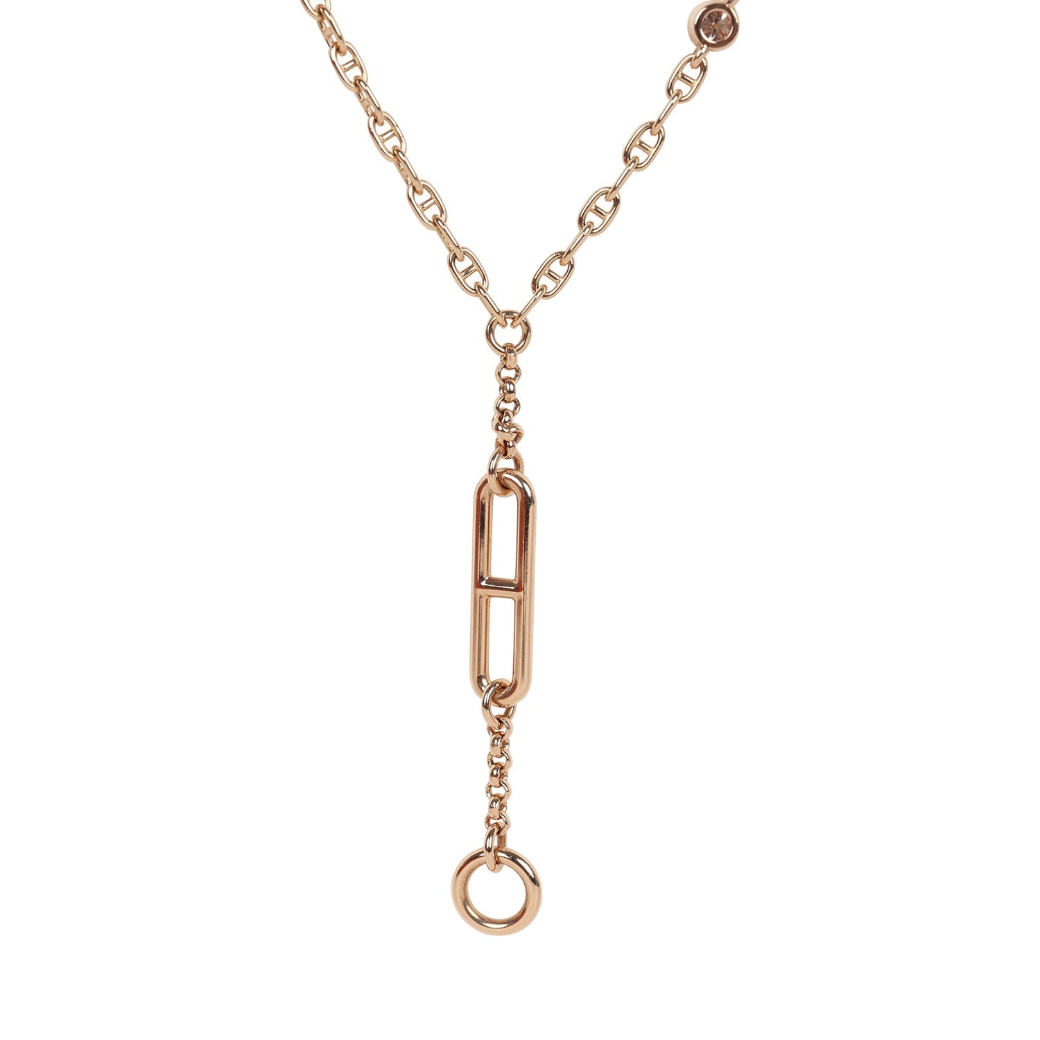 Hermes Chaine D'Ancre Chaos Necklace Diamonds 18K Rose Gold Hardware