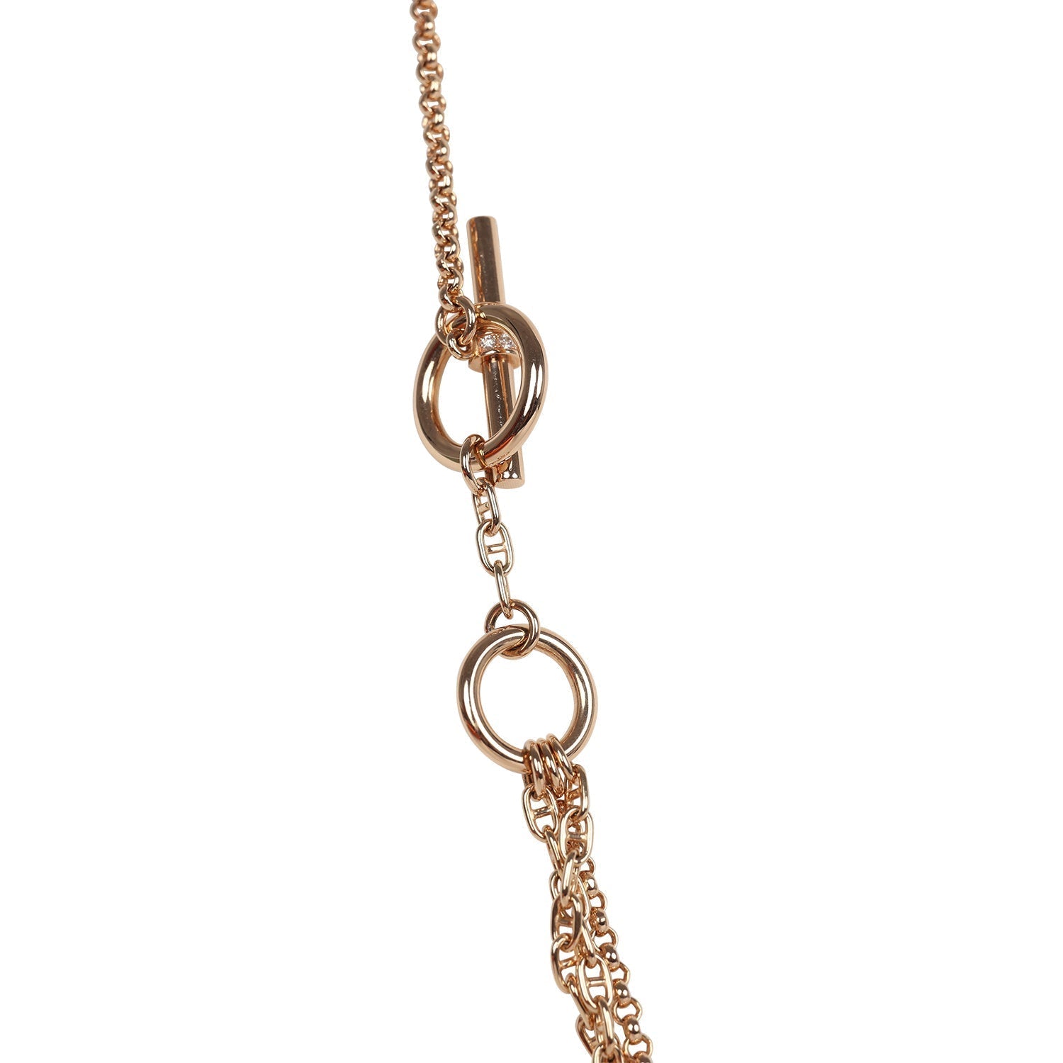 Hermes Chaine D'Ancre Chaos Necklace Diamonds 18K Rose Gold Hardware