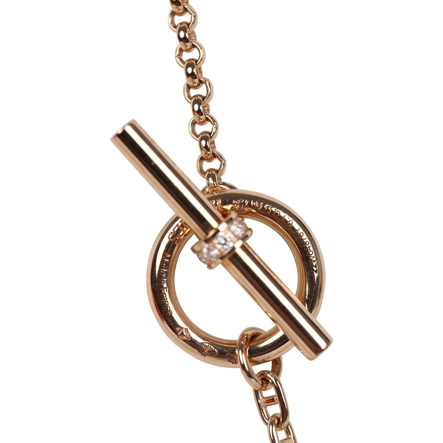 Hermes Chaine D'Ancre Chaos Necklace Diamonds 18K Rose Gold Hardware