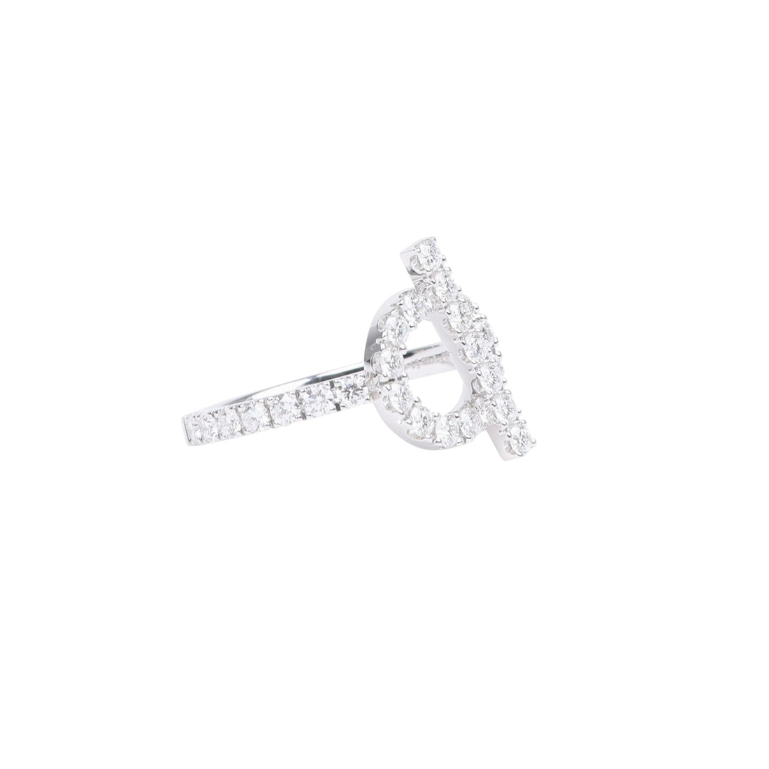 Hermes Finesse Ring Diamonds and 18K White Gold Hardware