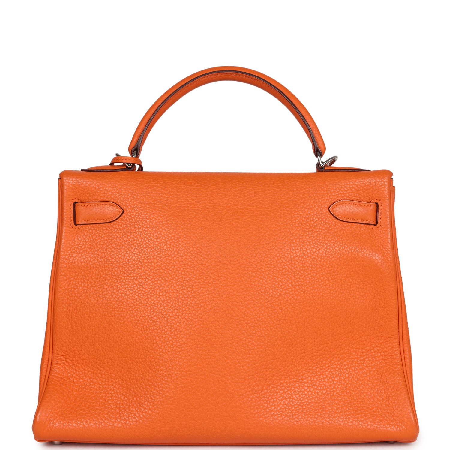 Pre-owned Hermes Kelly Retourne 35 Orange Togo Palladium Hardware
