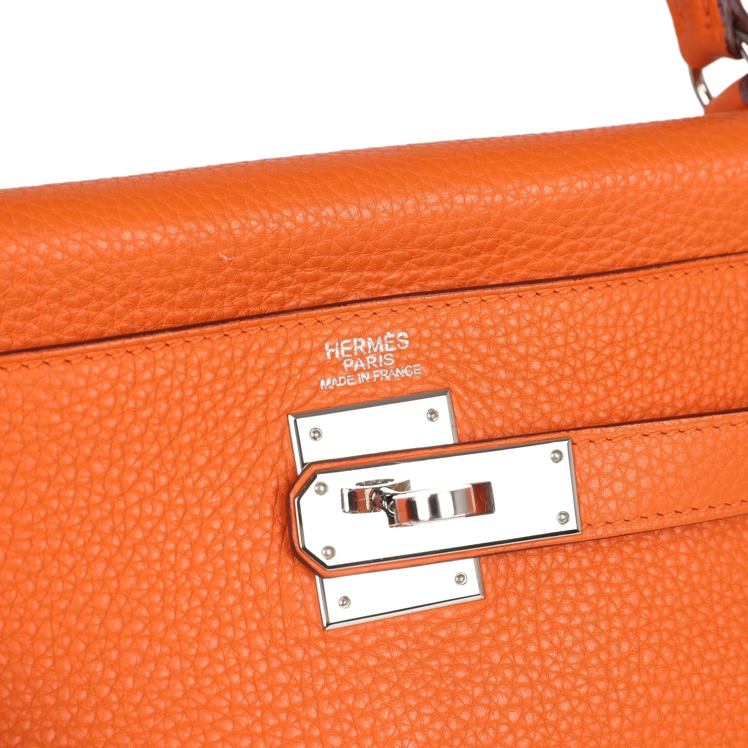 Pre-owned Hermes Kelly Retourne 35 Orange Togo Palladium Hardware