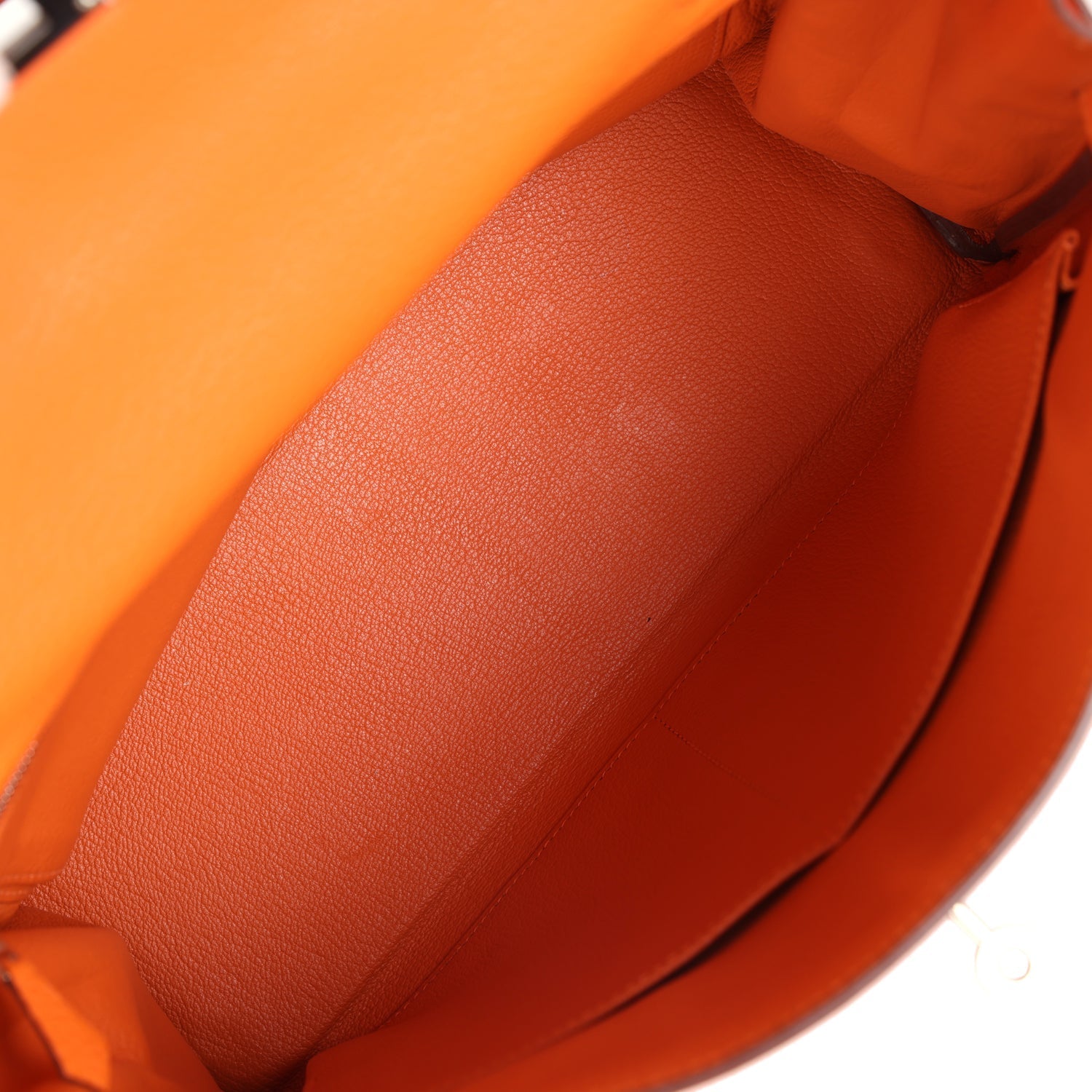 Pre-owned Hermes Kelly Retourne 35 Orange Togo Palladium Hardware