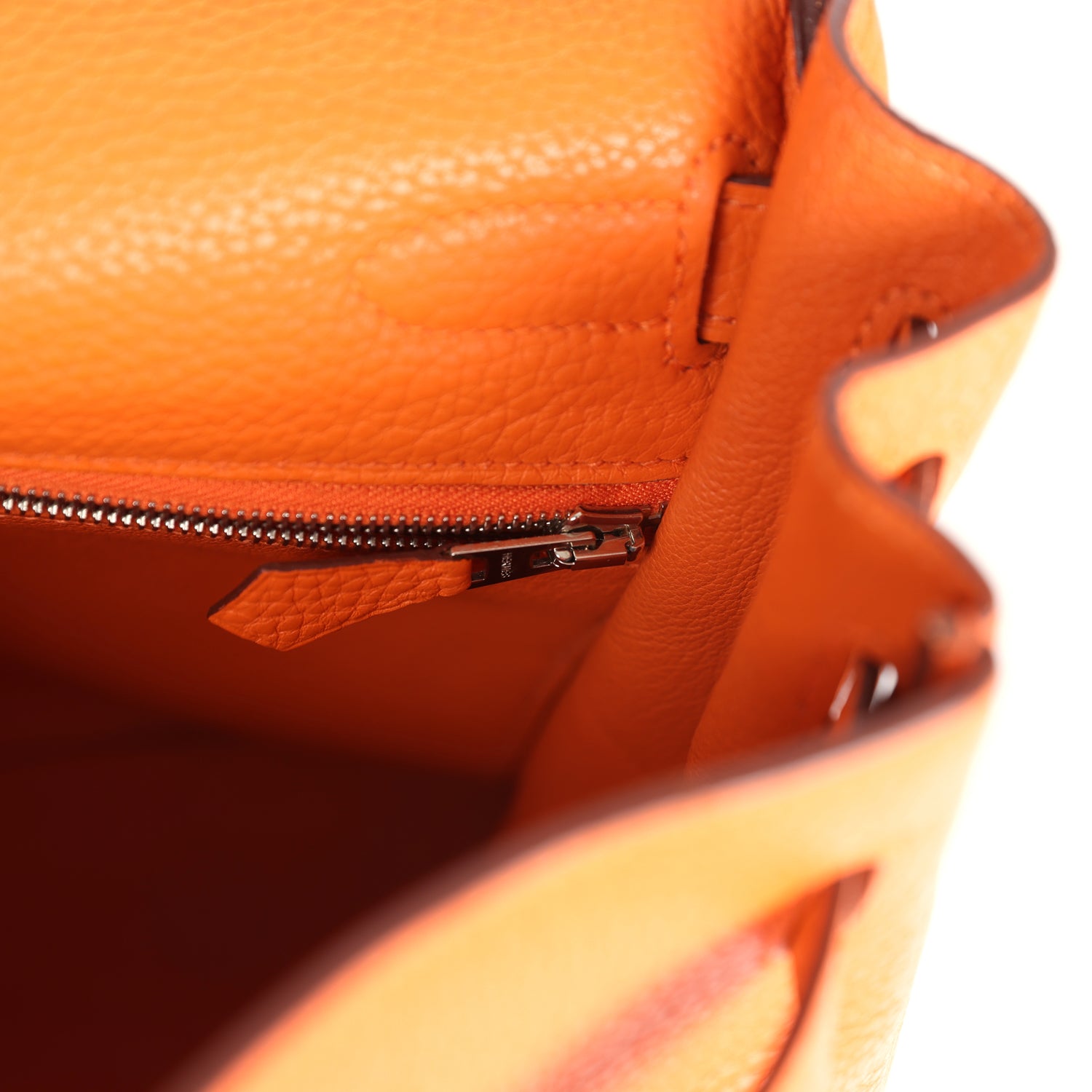 Pre-owned Hermes Kelly Retourne 35 Orange Togo Palladium Hardware