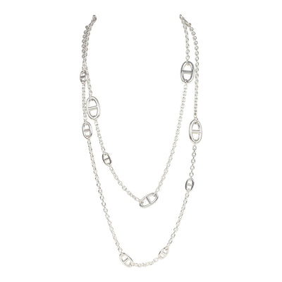 Pre-owned Hermes Farandole Rope Necklace 120 cm Sterling Silver Hardware