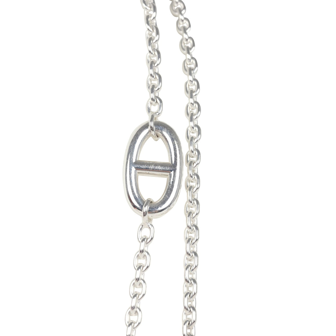 Pre-owned Hermes Farandole Rope Necklace 120 cm Sterling Silver Hardware