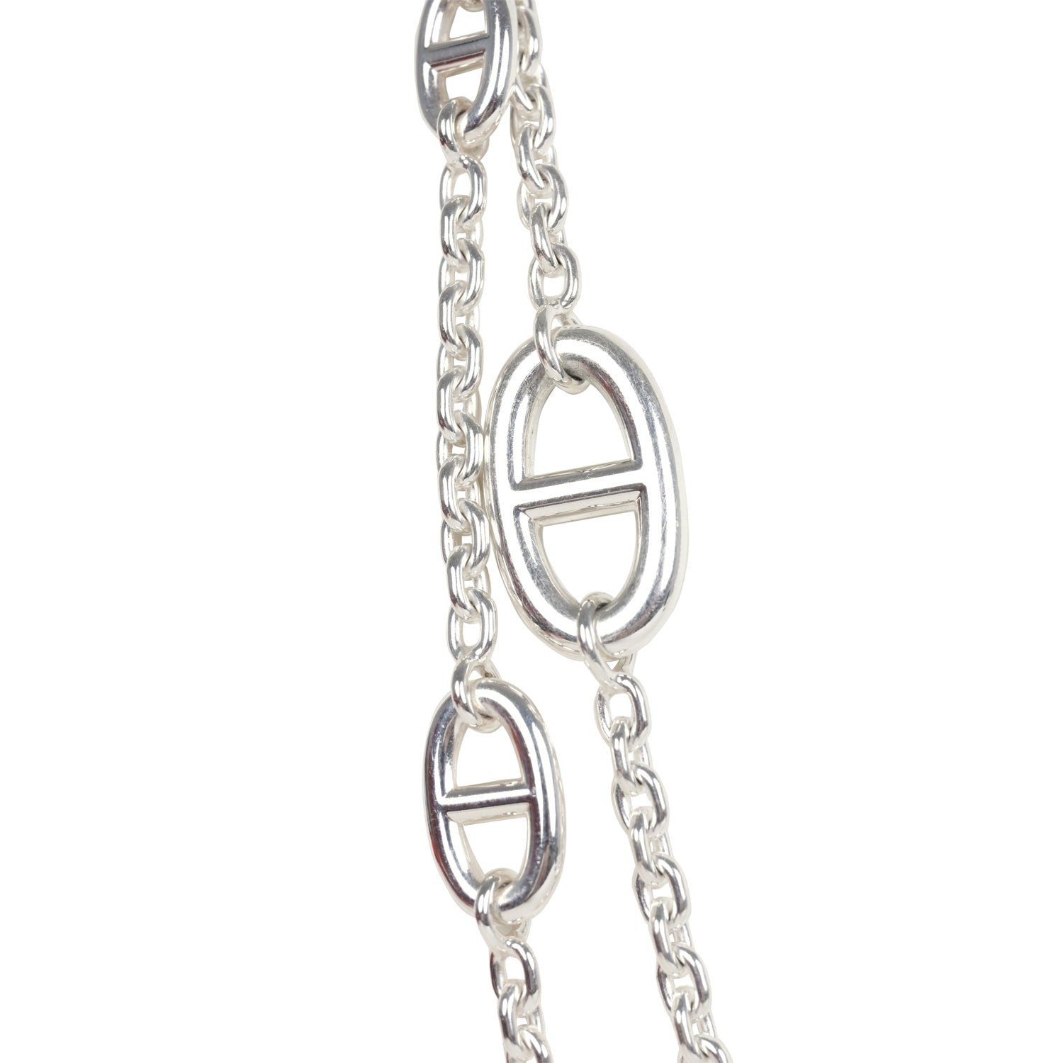 Pre-owned Hermes Farandole Rope Necklace 120 cm Sterling Silver Hardware