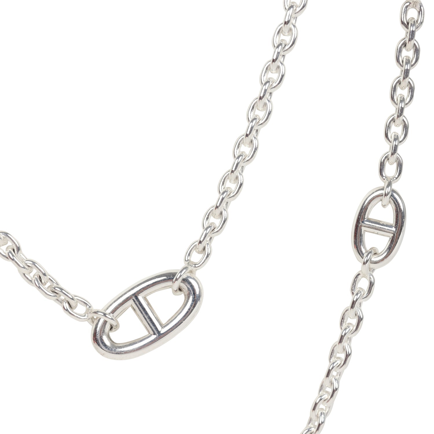 Pre-owned Hermes Farandole Rope Necklace 120 cm Sterling Silver Hardware