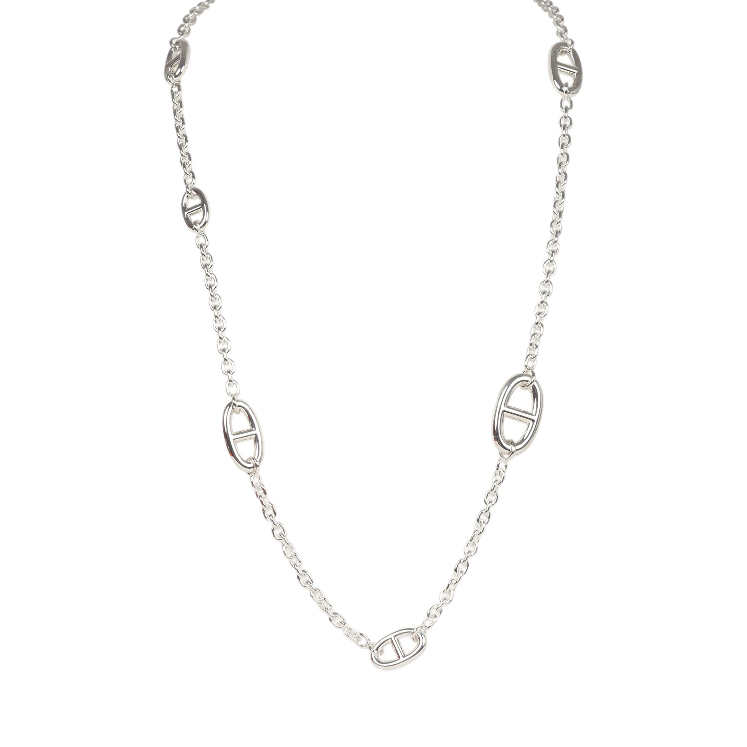 Hermes Farandole Rope Necklace 80cm Sterling Silver Hardware