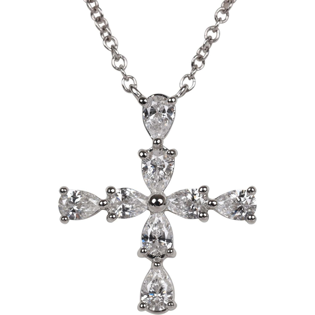 Harry Winston Symbols Cross Pendant Pear Shaped Diamonds Platinum