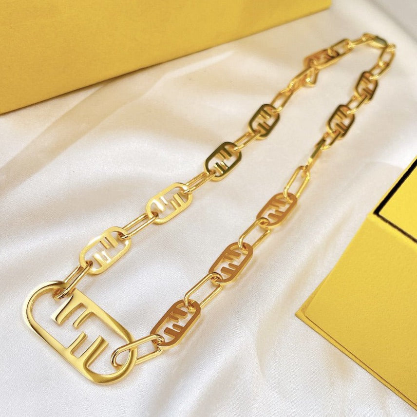 FF LOGO MOTIF GOLD NECKLACE