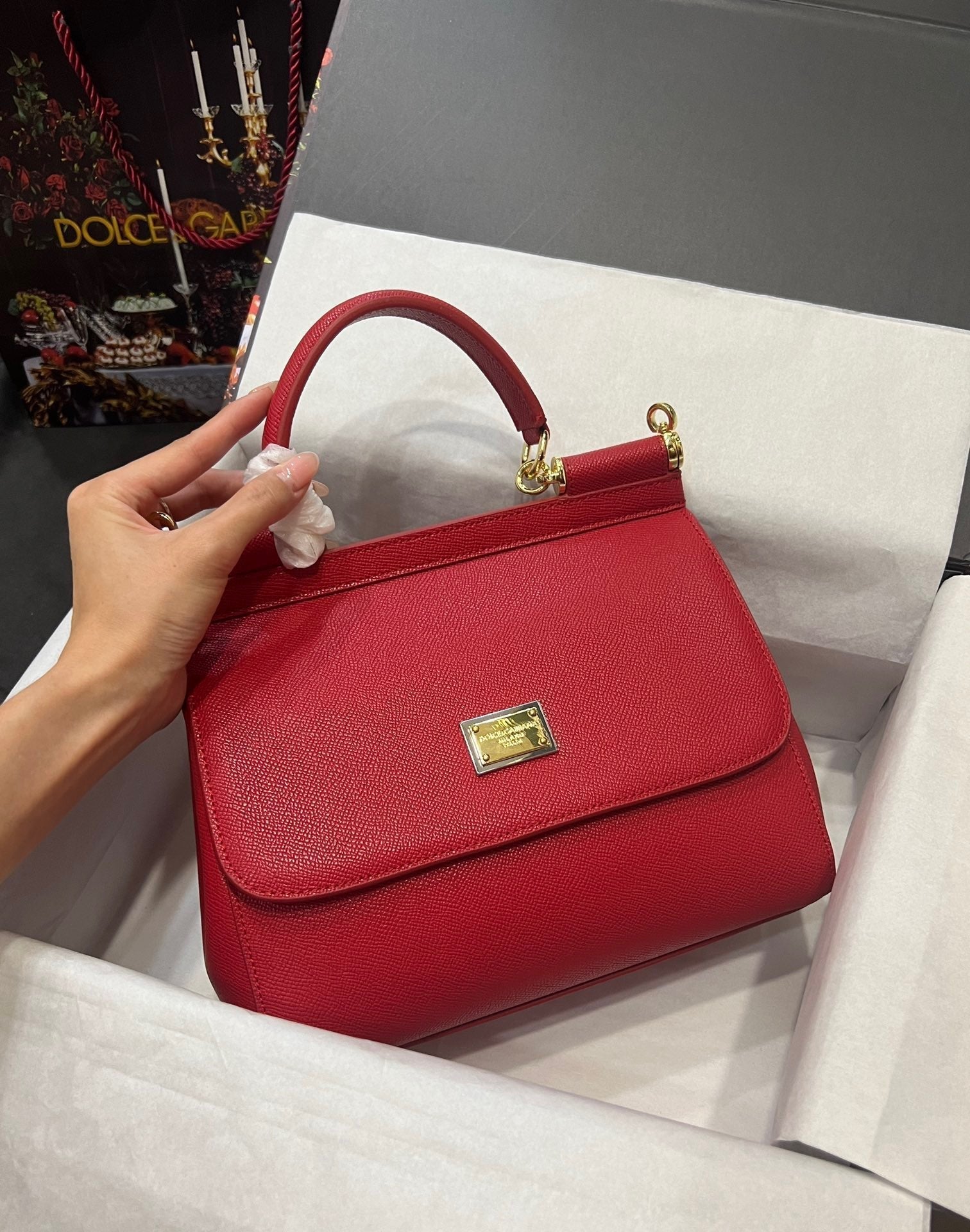 MEDIUM SICILY HANDBAG 26 IN DAUPHINE LEATHER