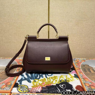 MEDIUM SICILY HANDBAG 26 IN DAUPHINE LEATHER BORDEAUX