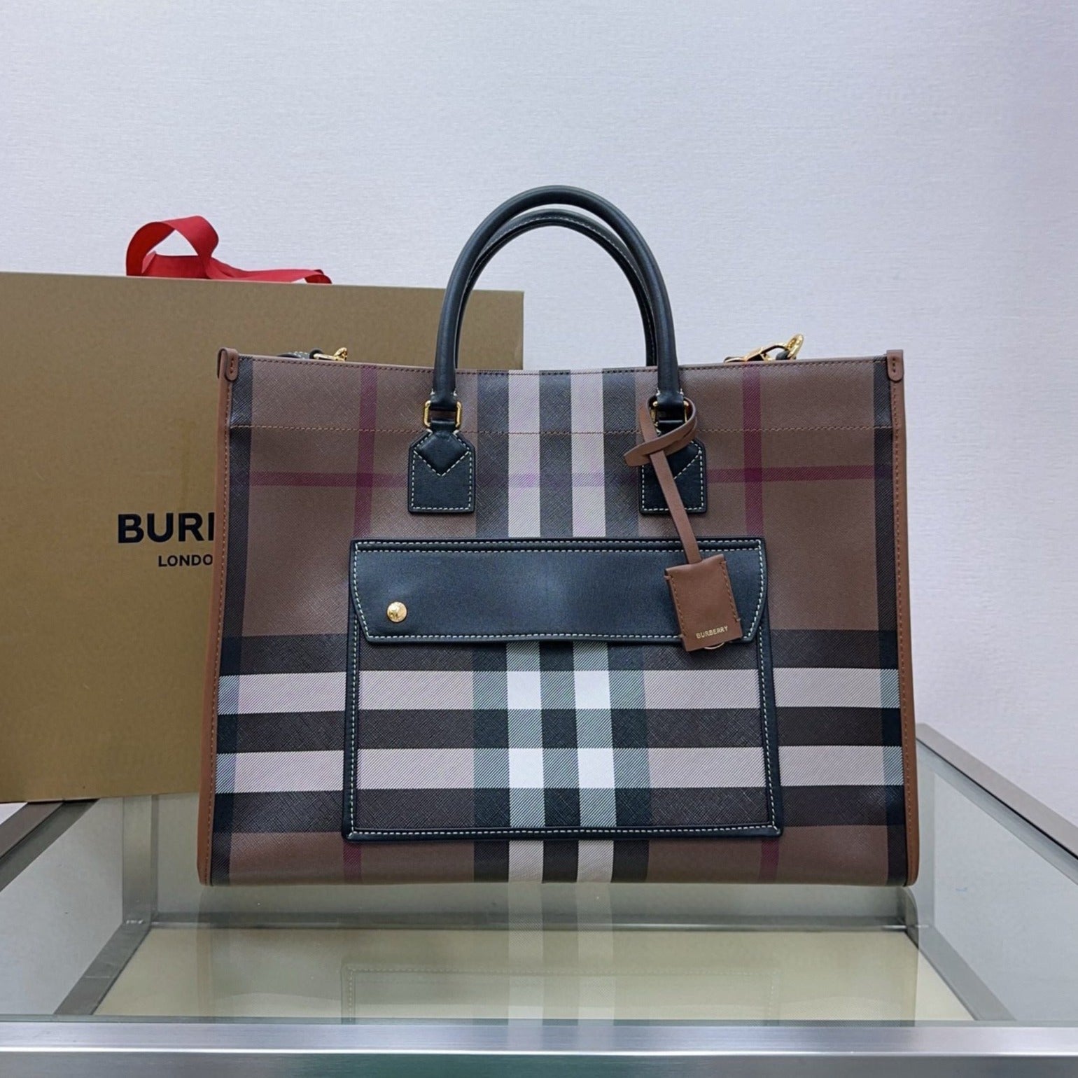 medium freya tote bag 40cm dark brown