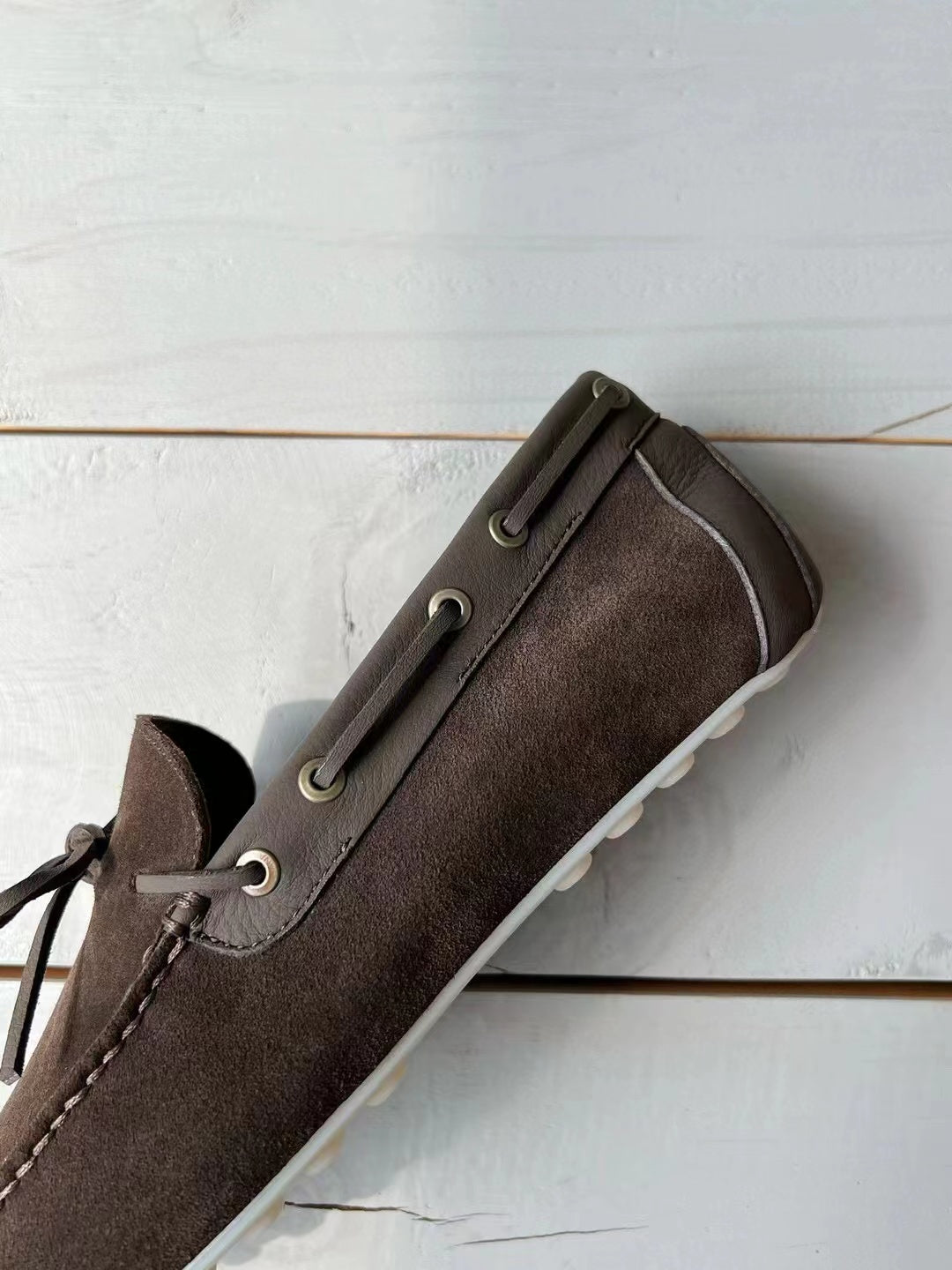 Loro Piana Suede Dot Sole Walk Loafers Brown