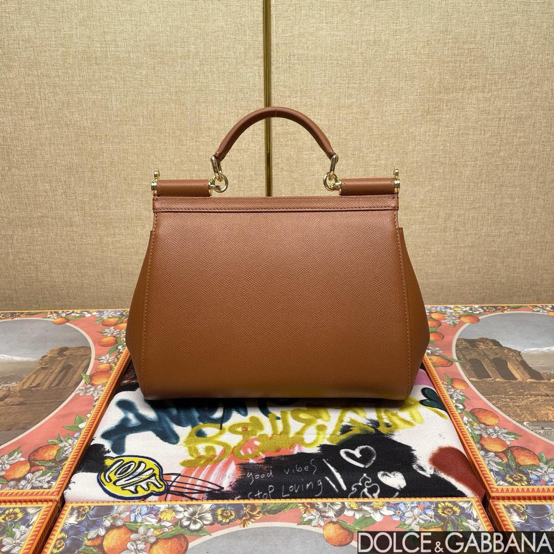 MEDIUM SICILY HANDBAG 26 BROWN IN CALFSKIN