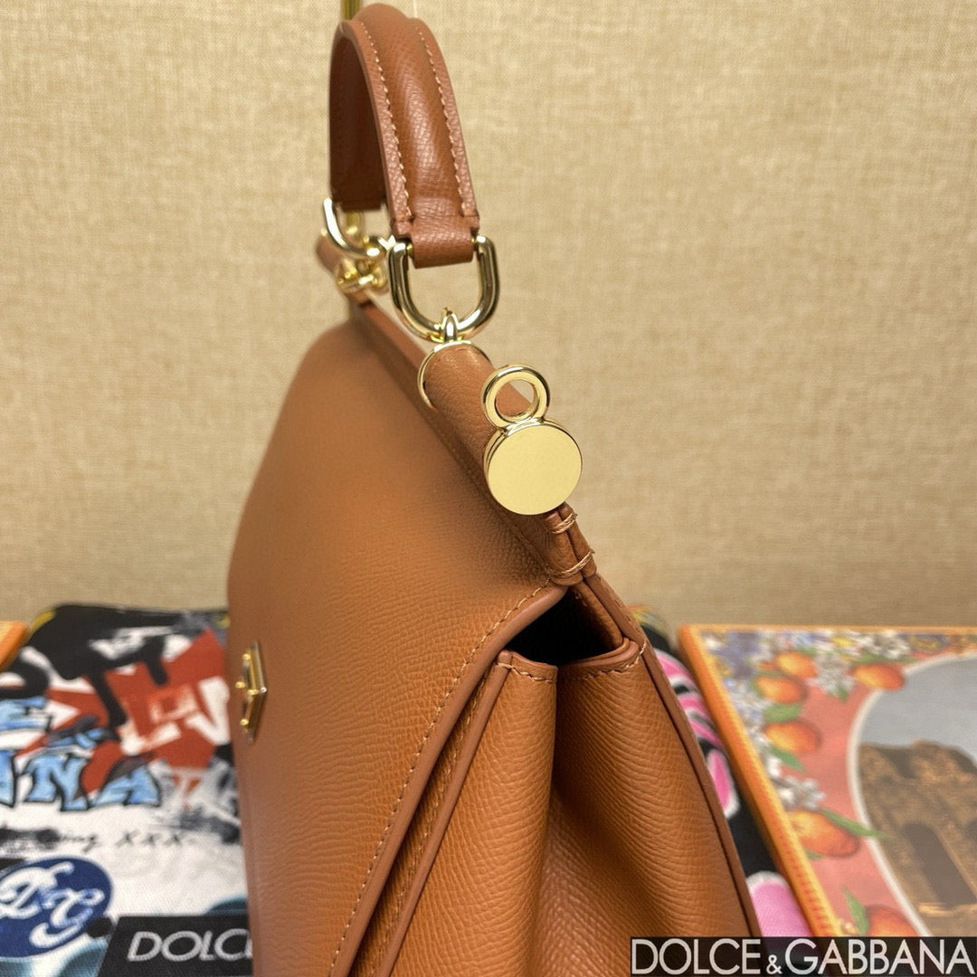 MEDIUM SICILY HANDBAG 26 BROWN IN CALFSKIN
