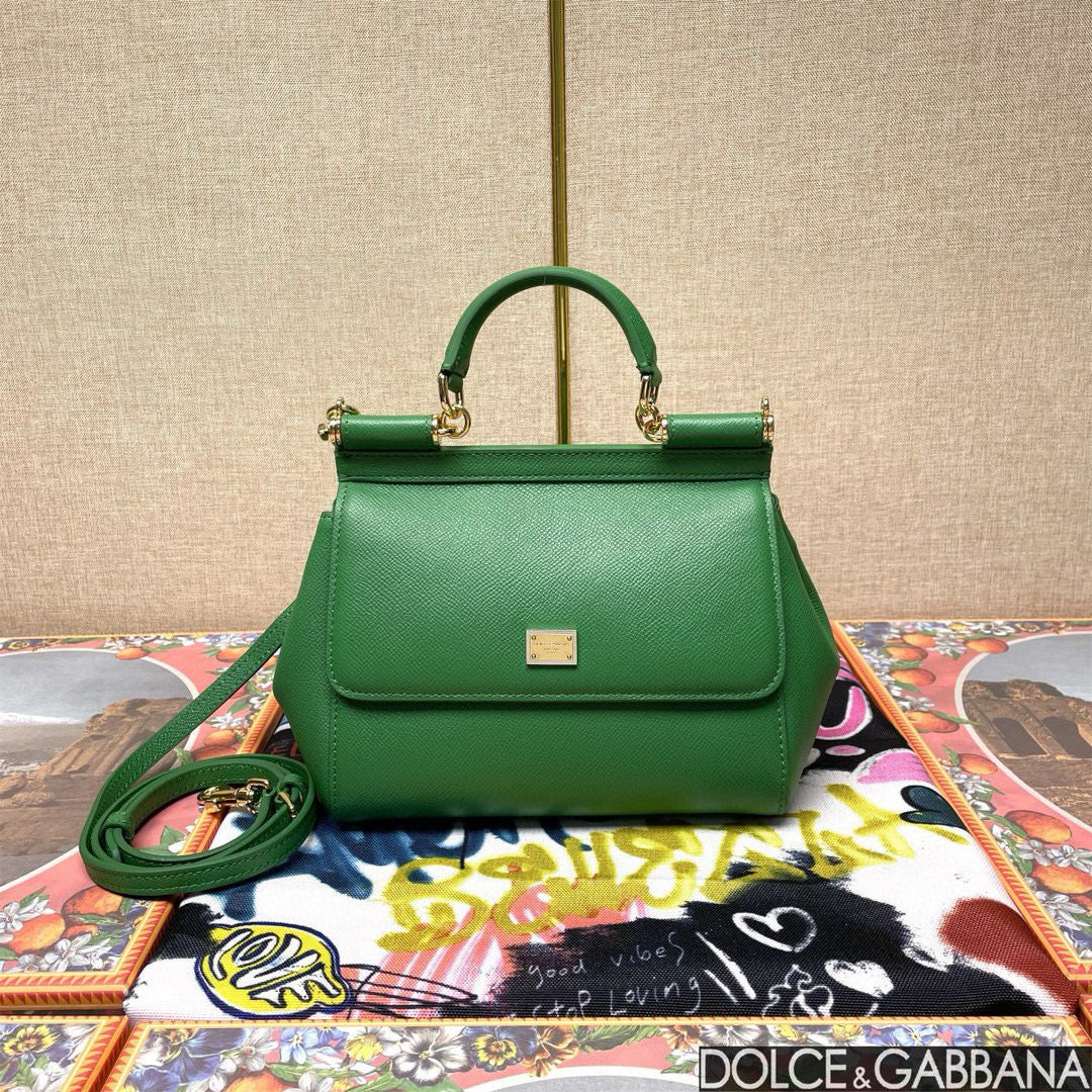 MEDIUM SICILY HANDBAG 26 GREEN LEATHER