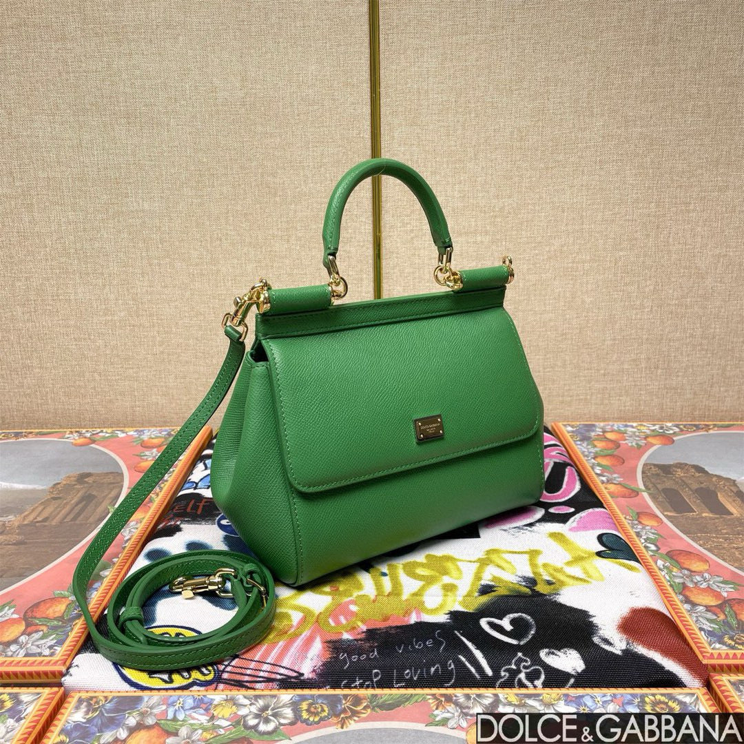 MEDIUM SICILY HANDBAG 26 GREEN LEATHER