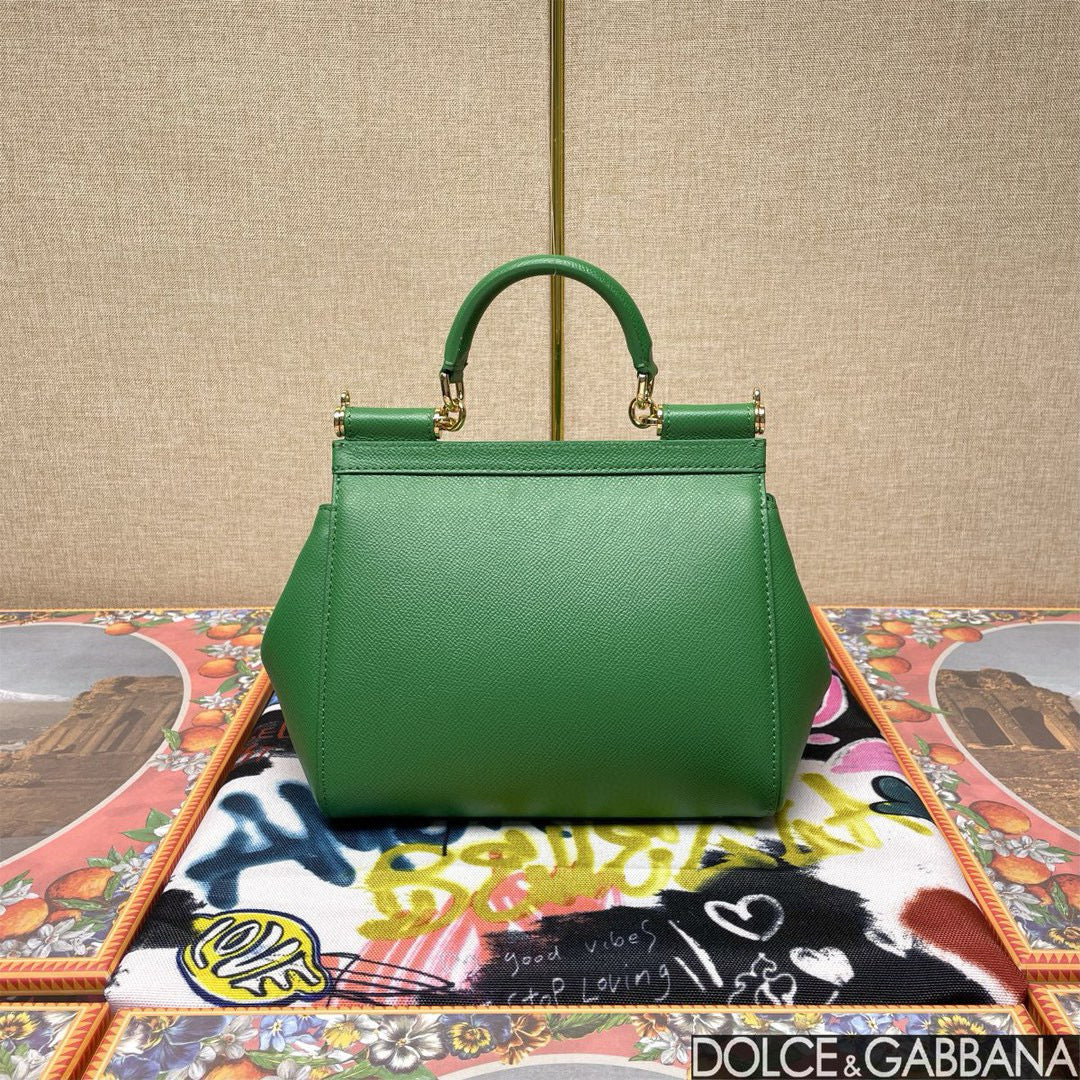 MEDIUM SICILY HANDBAG 26 GREEN LEATHER
